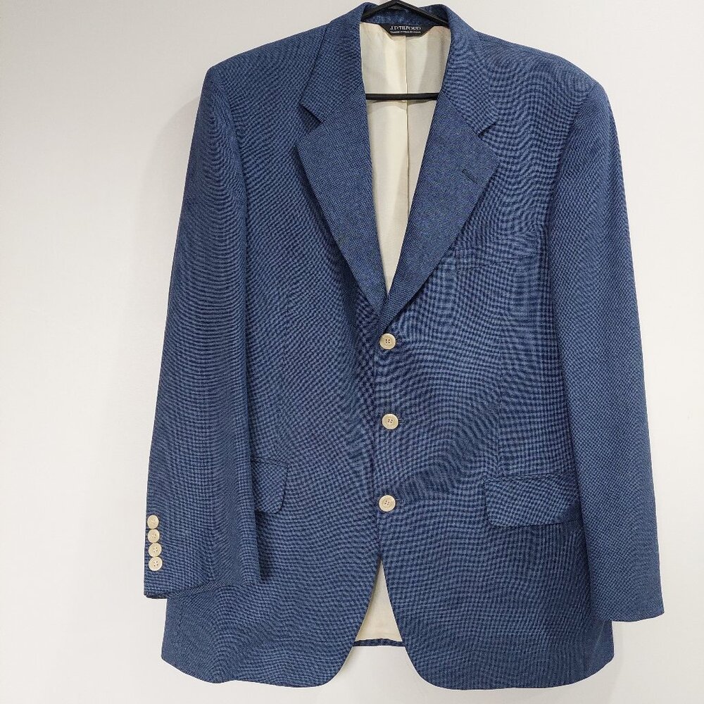 J.P Tilford Samuelsohn Harry Rosen Silk Wool Navy Blue Blazer Sz 42R